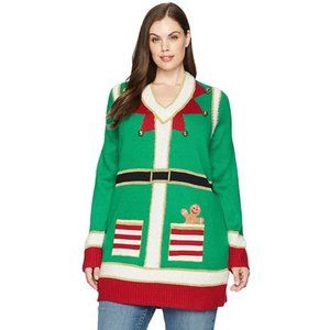 Women's Ugly Christmas Sweater Gingerbread Bells S